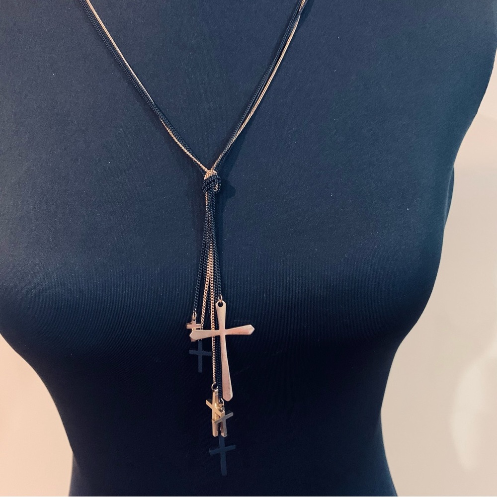 19” Adjustable Aldo Multi Chain w/ Cross Pendant Necklace